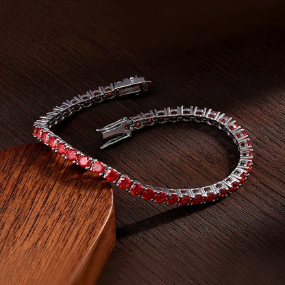 All Red Moissanite Tennis Bracelets for Women Man