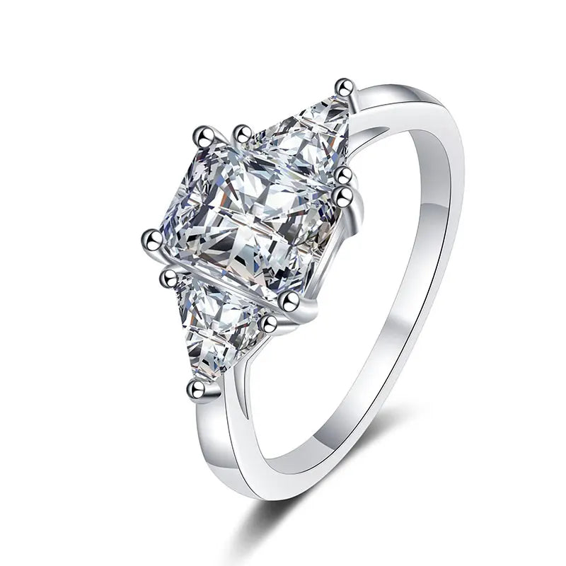 Radiant Moissanite Ring 18k White Gold Fine Jewelry Rings