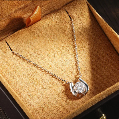 Round Moissanite Pendant GRA Certified Lab Diamond Necklaces for Women