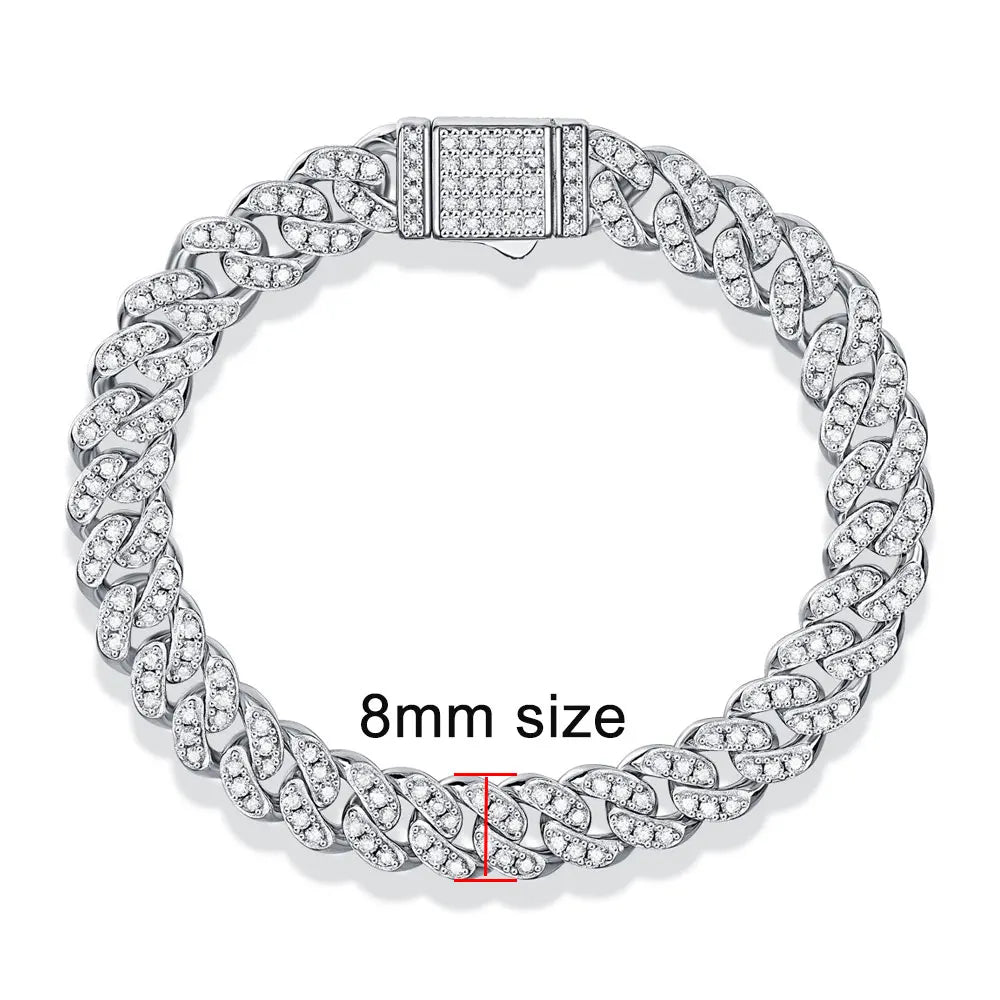 Moissanite Cuban Bracelet Original s925 Sterling Silver Plated 18k