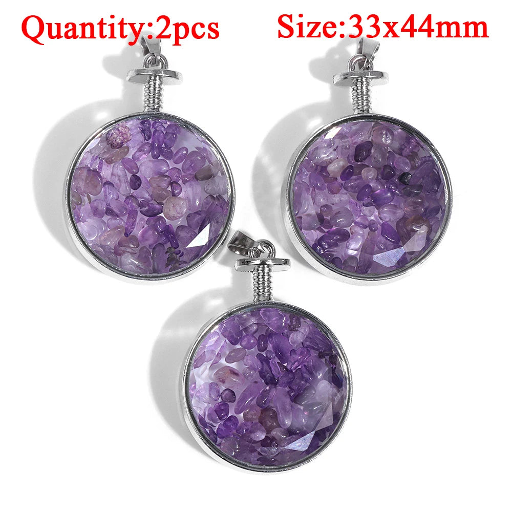 Fashion Amethyst Stone Gem Pendant Natural Purple