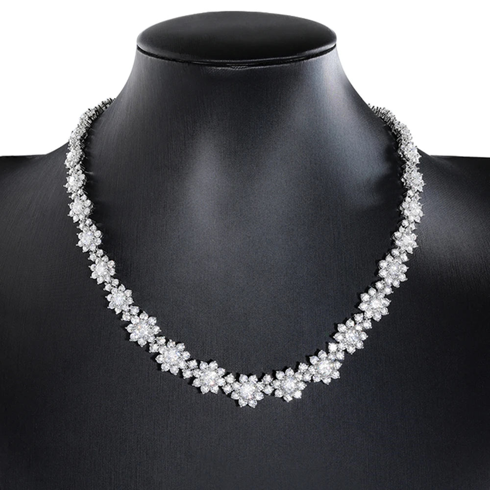 Necklaces for Women Bride 925 Sterling Sliver Lab Diamond Luxury Wedding Set Necklace