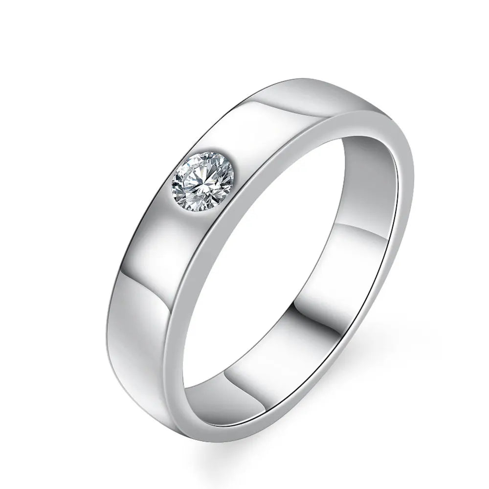 Moissanite Ring Solid 925 Sterling Silver Plated 18k White Gold