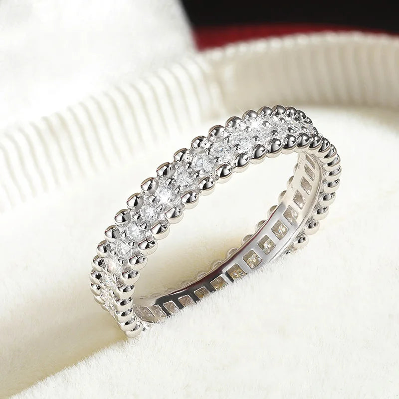 Stackable Full Eternity Wedding Band 18K White Gold Plated s925 Sterling Silver Ring