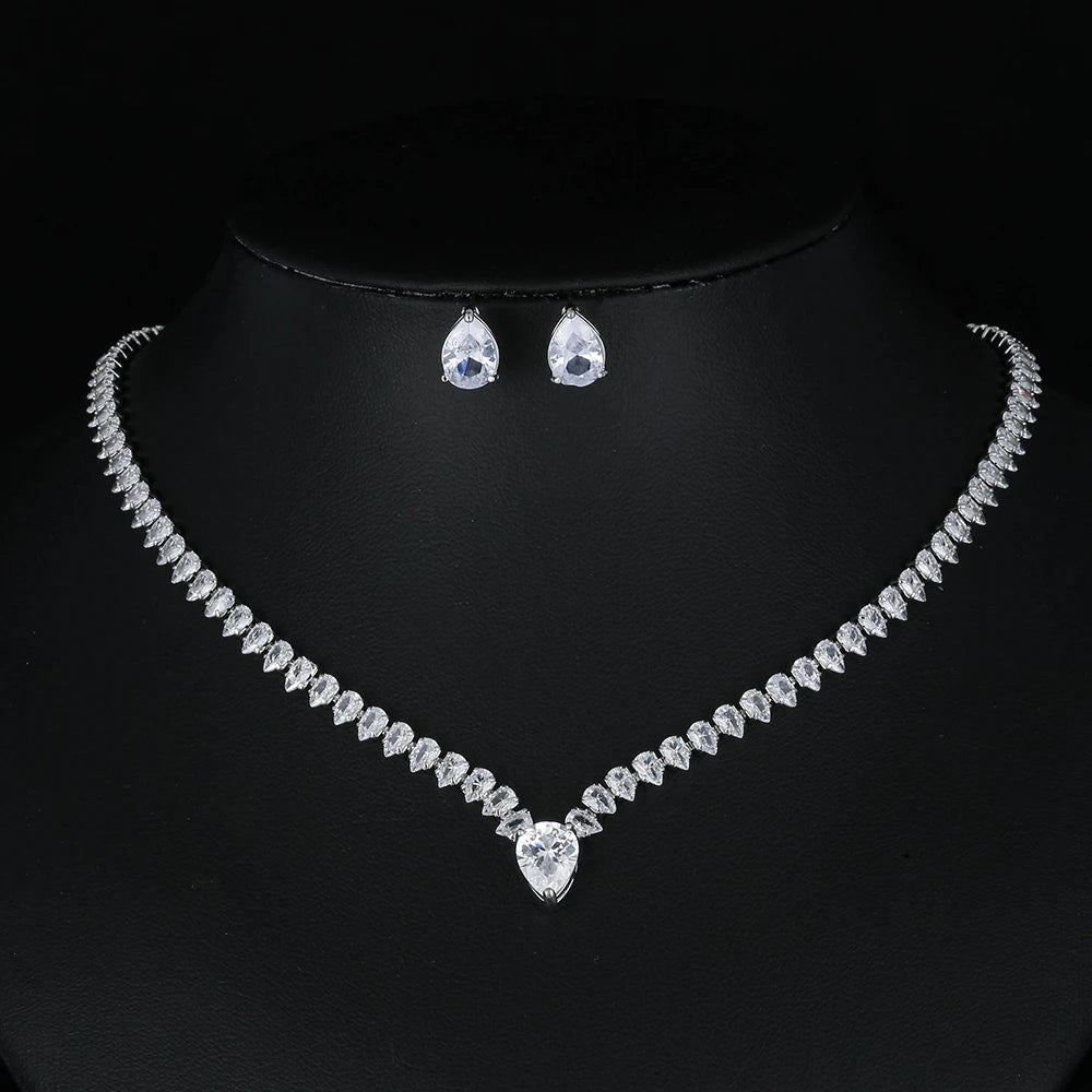 Shiny Cubic Zirconia Brides Wedding Jewelry Sets for Women