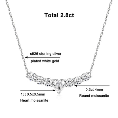 D Color VVS1 Lab Diamond Pendant Luxury Heart Wedding Necklace Gift