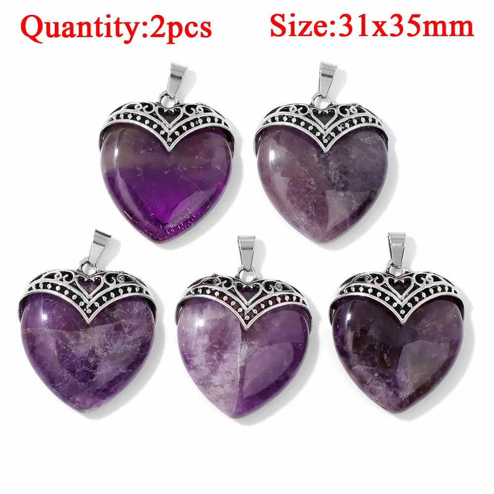 Fashion Amethyst Stone Gem Pendant Natural Purple