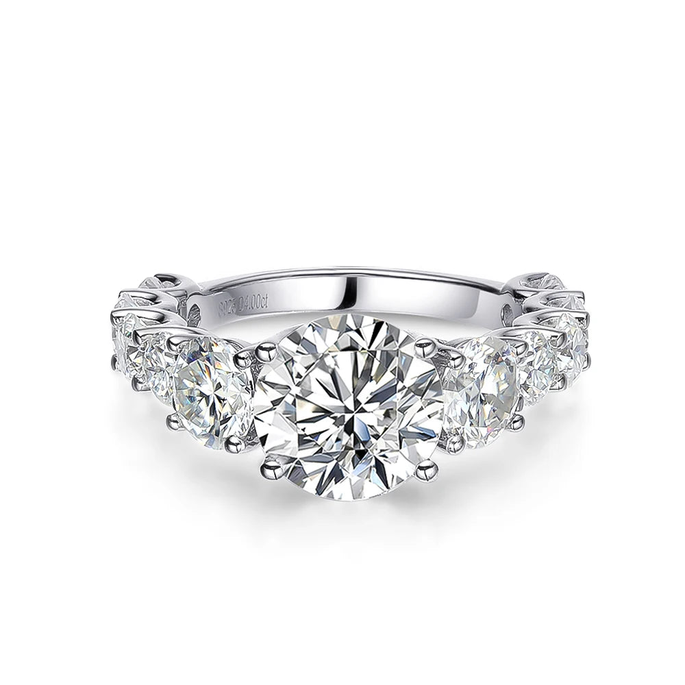 All Moissanite Ring s925 Sliver Plated 18k White Gold For Women