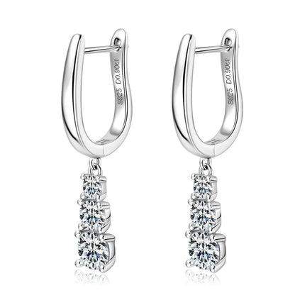 Full Moissanite Pendant Earrings for Women with GRA s925 Sterling Sliver