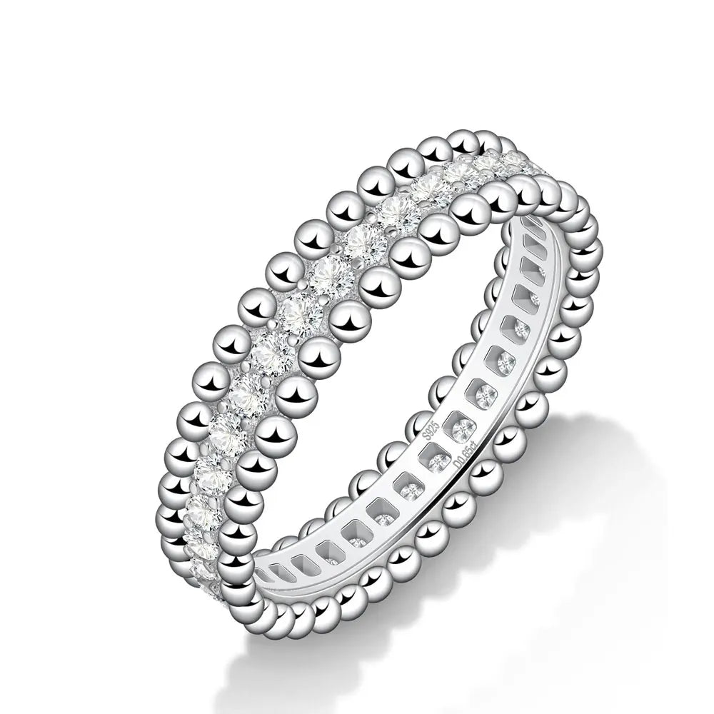 Stackable Full Eternity Wedding Band 18K White Gold Plated s925 Sterling Silver Ring