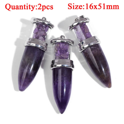 Fashion Amethyst Stone Gem Pendant Natural Purple