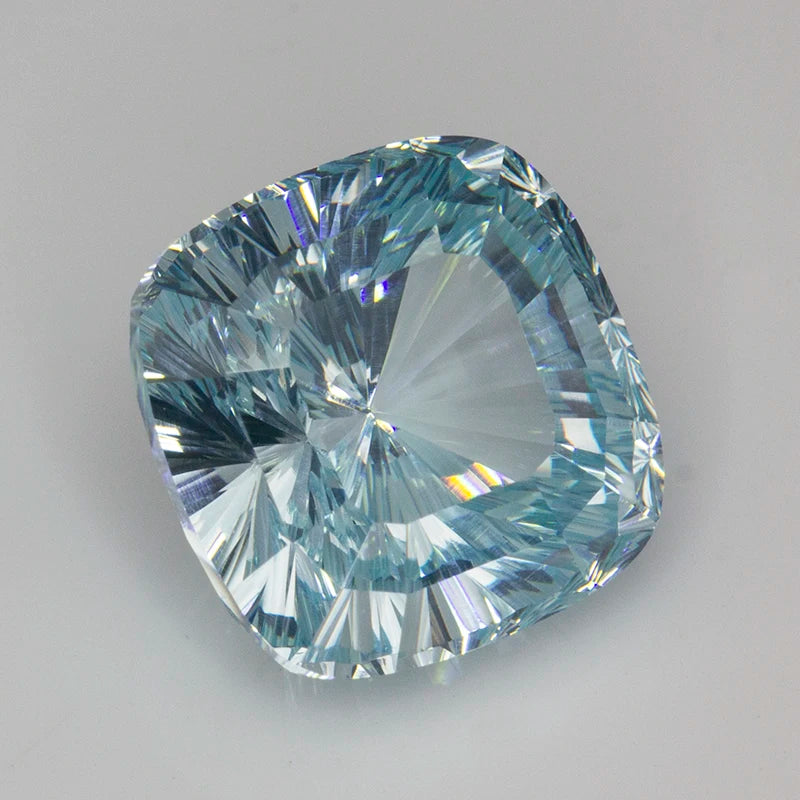 New Light Aquamarine 10x10mm Cushion Millennium Cut Cubic Zirconia Stones