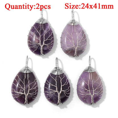 Fashion Amethyst Stone Gem Pendant Natural Purple