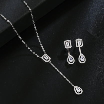 Luxury Green/Silver Color Water Drop Geometry Wedding Jewelry Sets