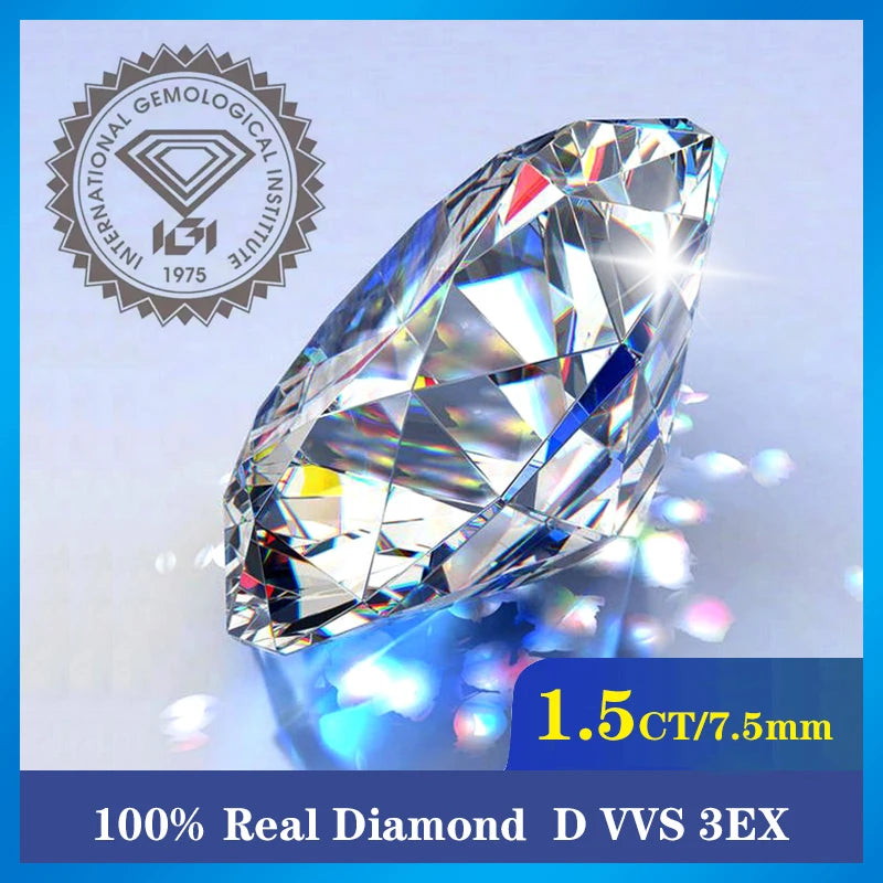 100% Real Diamond D Color Super White Round 3 Excellent Cut Loose Lab Diamond