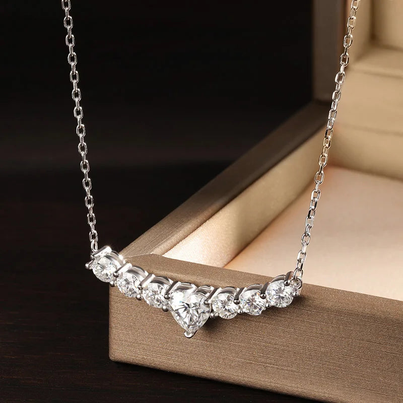 D Color VVS1 Lab Diamond Pendant Luxury Heart Wedding Necklace Gift