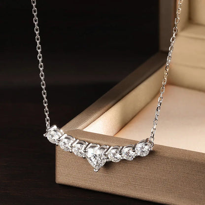 D Color VVS1 Lab Diamond Pendant Luxury Heart Wedding Necklace Gift