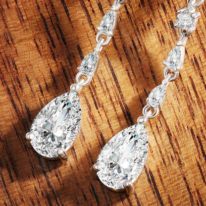 Pear Cut Moissanite Drop Earring s925 Sterling Silver Plated 18k White Gold