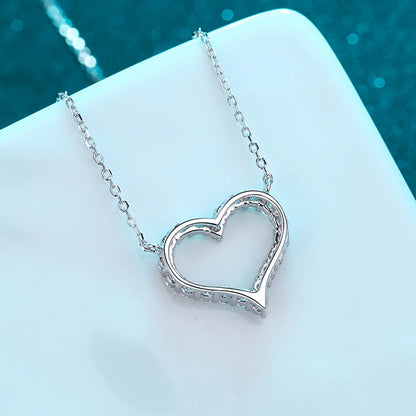 Sparking Moissanite Necklace Heart Pendant for Women s925 Sterling Sliver Plated 18k