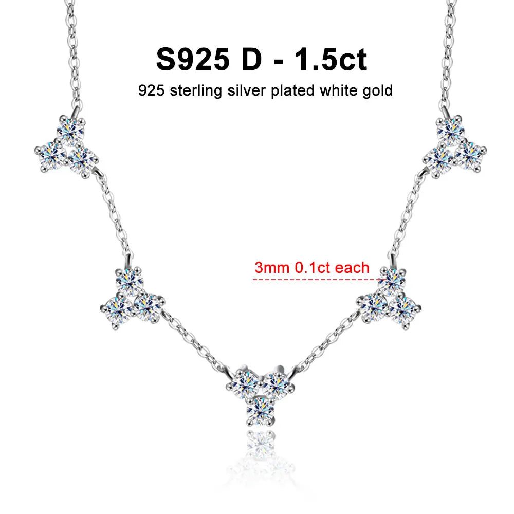 Moissanite Necklace Lab Diamond GRA Certified Fine Jewelry 925 Sterling Silver