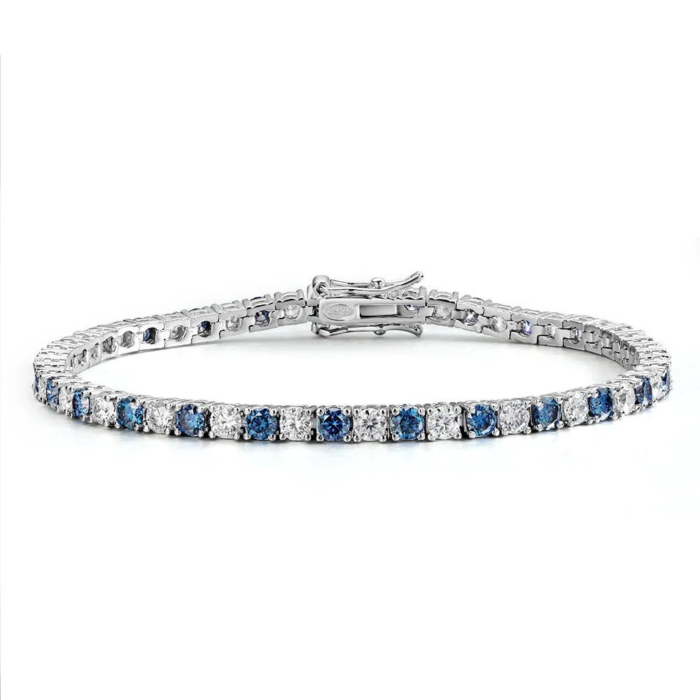 Blue Moissanite Tennis Bracelets for Women Man Diamond with Certificate