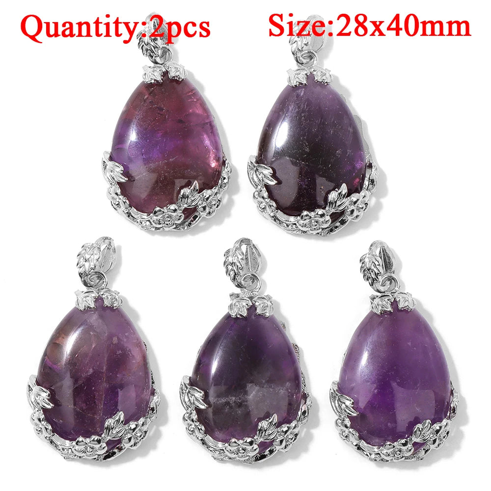 Fashion Amethyst Stone Gem Pendant Natural Purple