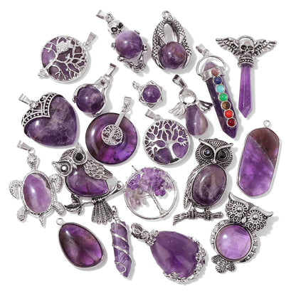 Fashion Amethyst Stone Gem Pendant Natural Purple Quartz