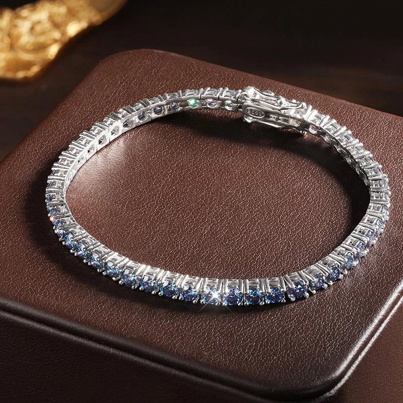 Blue Moissanite Tennis Bracelets for Women Man Diamond with Certificate