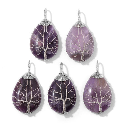 Fashion Amethyst Stone Gem Pendant Natural Purple