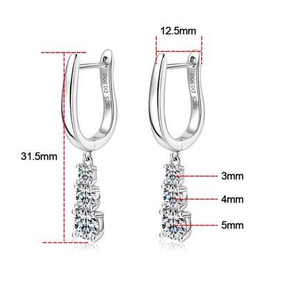 Full Moissanite Pendant Earrings for Women with GRA s925 Sterling Sliver