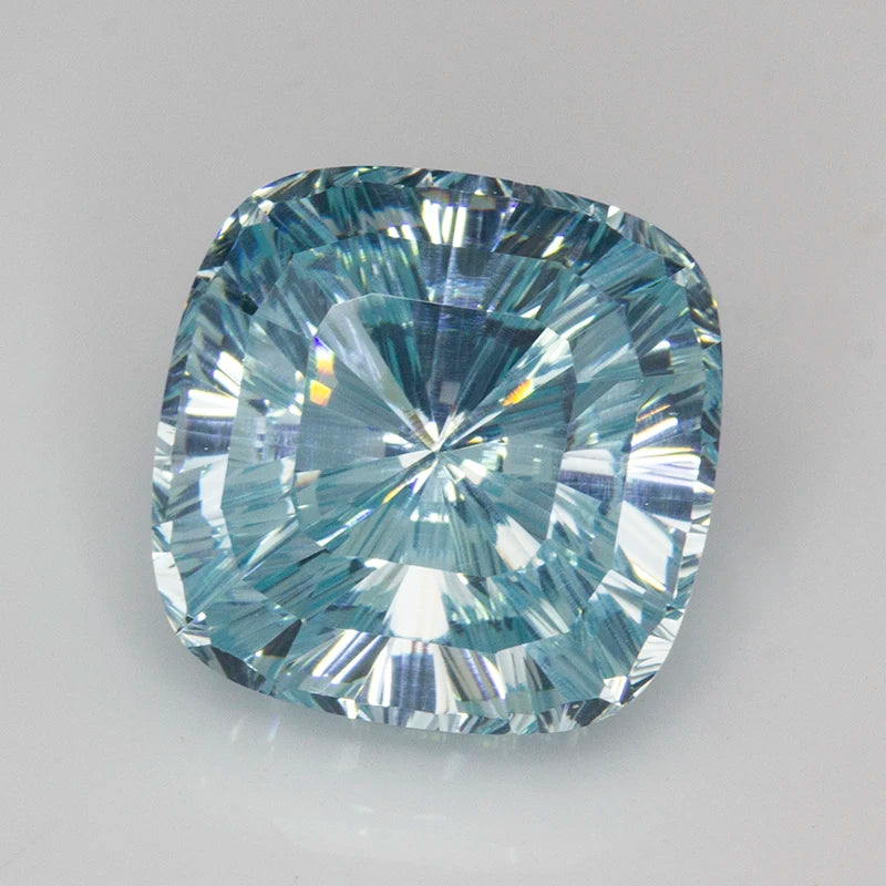 New Light Aquamarine 10x10mm Cushion Millennium Cut Cubic Zirconia Stones