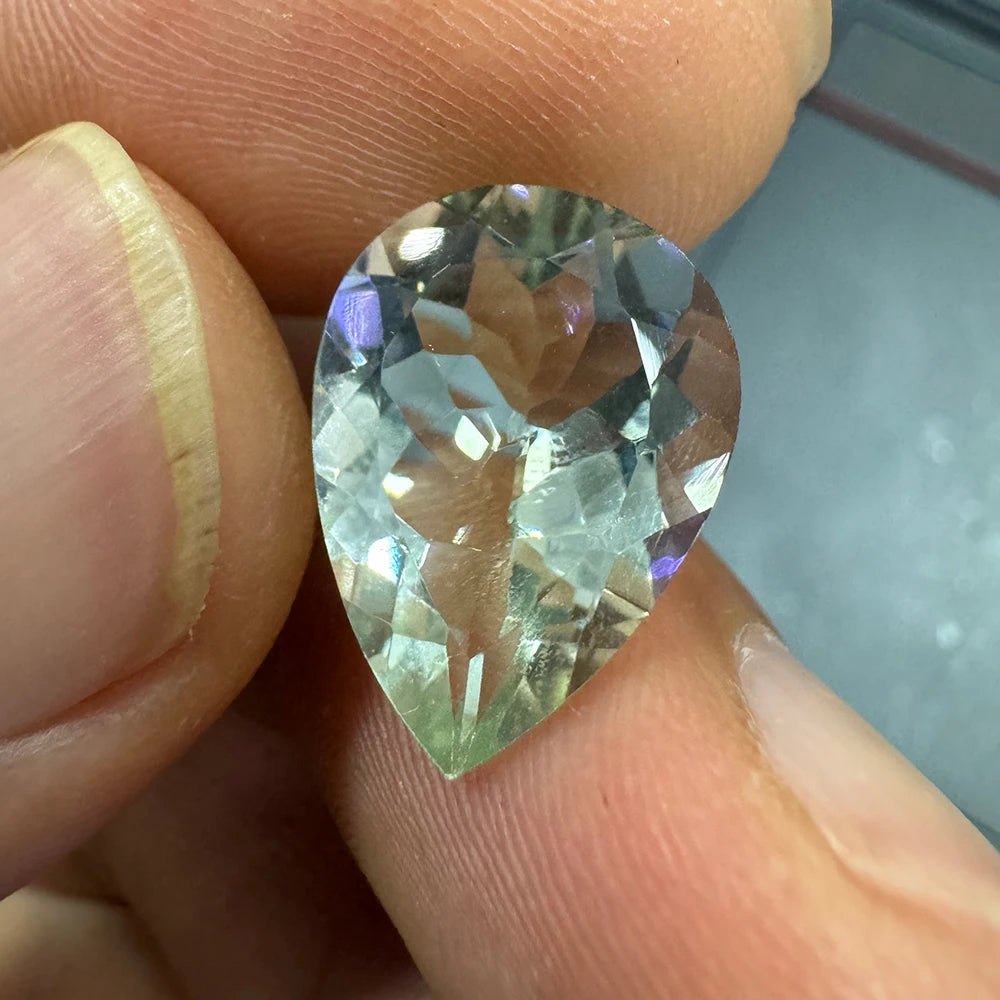 100% Natural big Green amethyst pear 12*16 mm cut fine loose gemstone