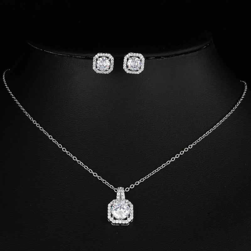 Shiny Cubic Zirconia Brides Wedding Jewelry Sets for Women