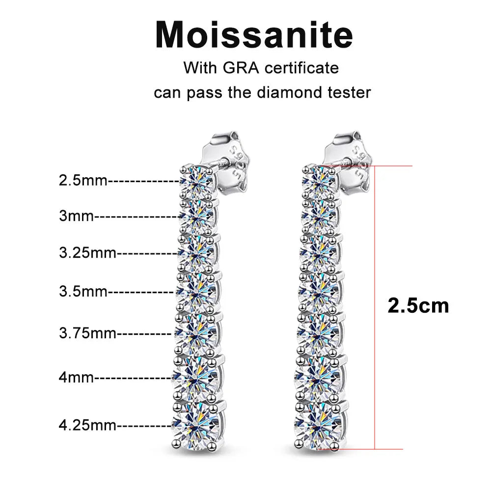 Moissanite Pendant Earrings with GRA s925 Sterling Sliver Plated 18k White Gold