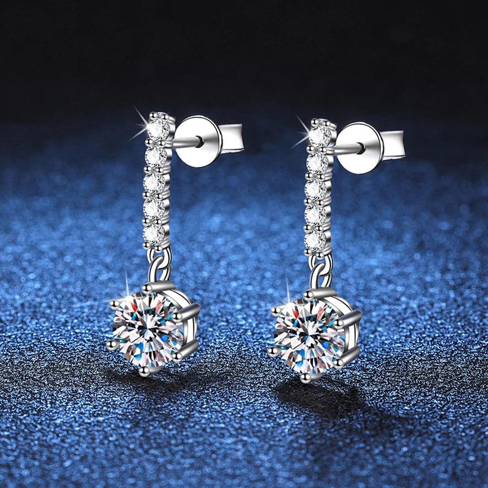 Color Moissanite Earrings Sparkling Diamond Fine Jewelry with GRA 925 18k