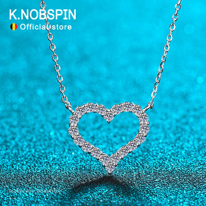 Sparking Moissanite Necklace Heart Pendant for Women s925 Sterling Sliver Plated 18k