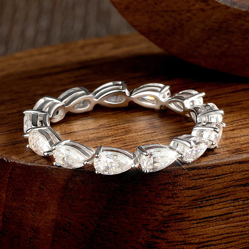 Pear Cut Moissanite Eternity Rings for Women