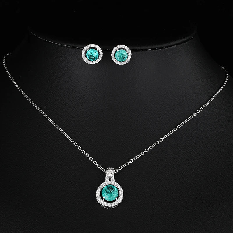 Luxury Green/Silver Color Water Drop Geometry Wedding Jewelry Sets