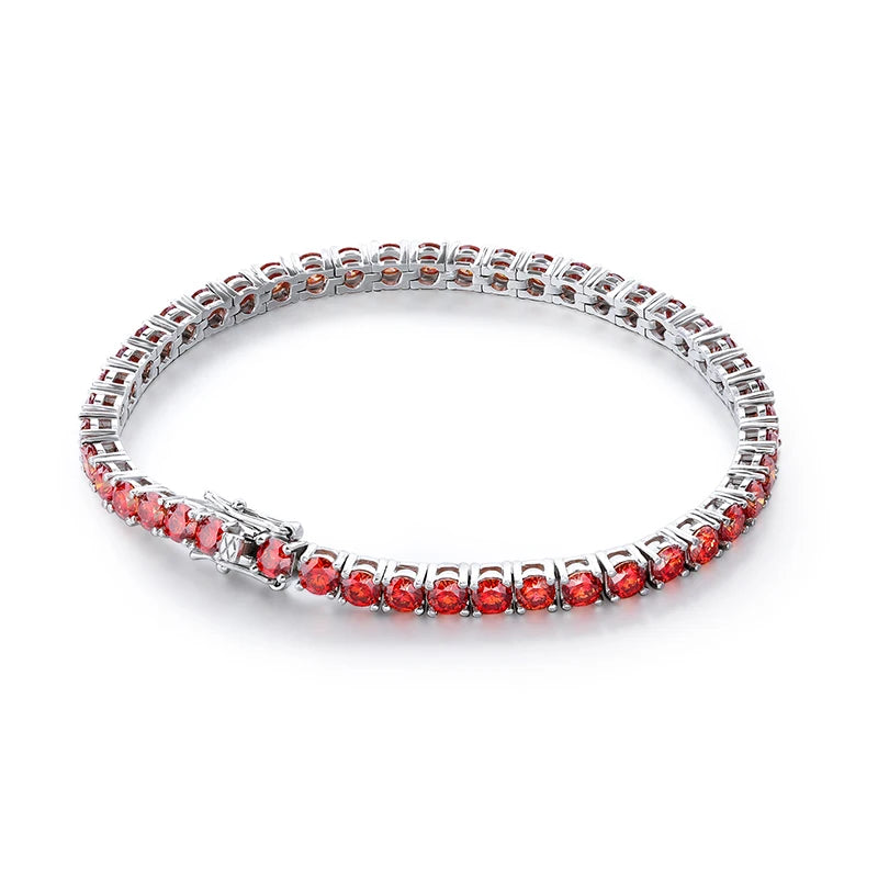 All Red Moissanite Tennis Bracelets for Women Man