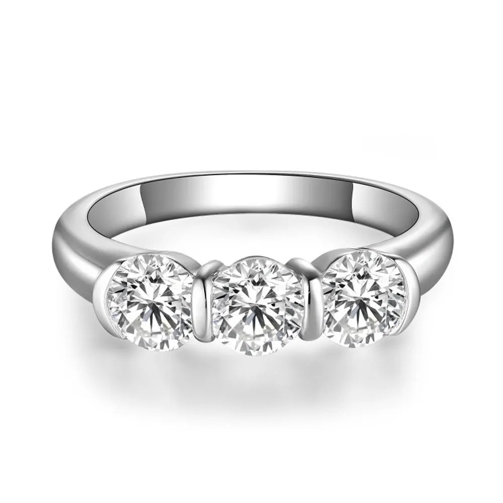 18K White Gold Plated, GRA Certified Diamond Engagement Rings for Women