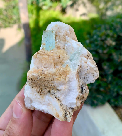 Natural Blue Aquamarine on Feldspar from Pakistan - 150 gram