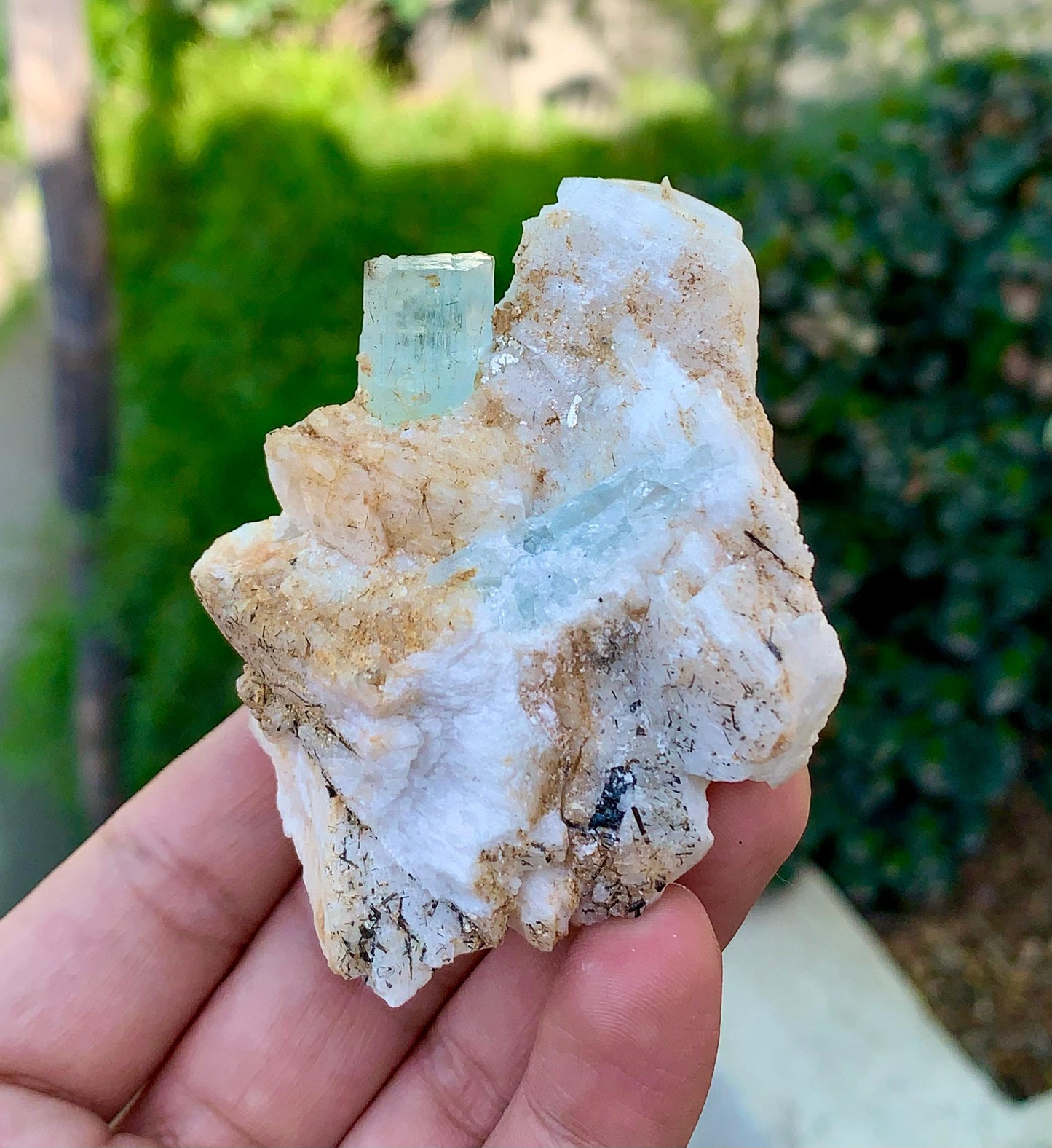 Natural Blue Aquamarine on Feldspar from Pakistan - 150 gram