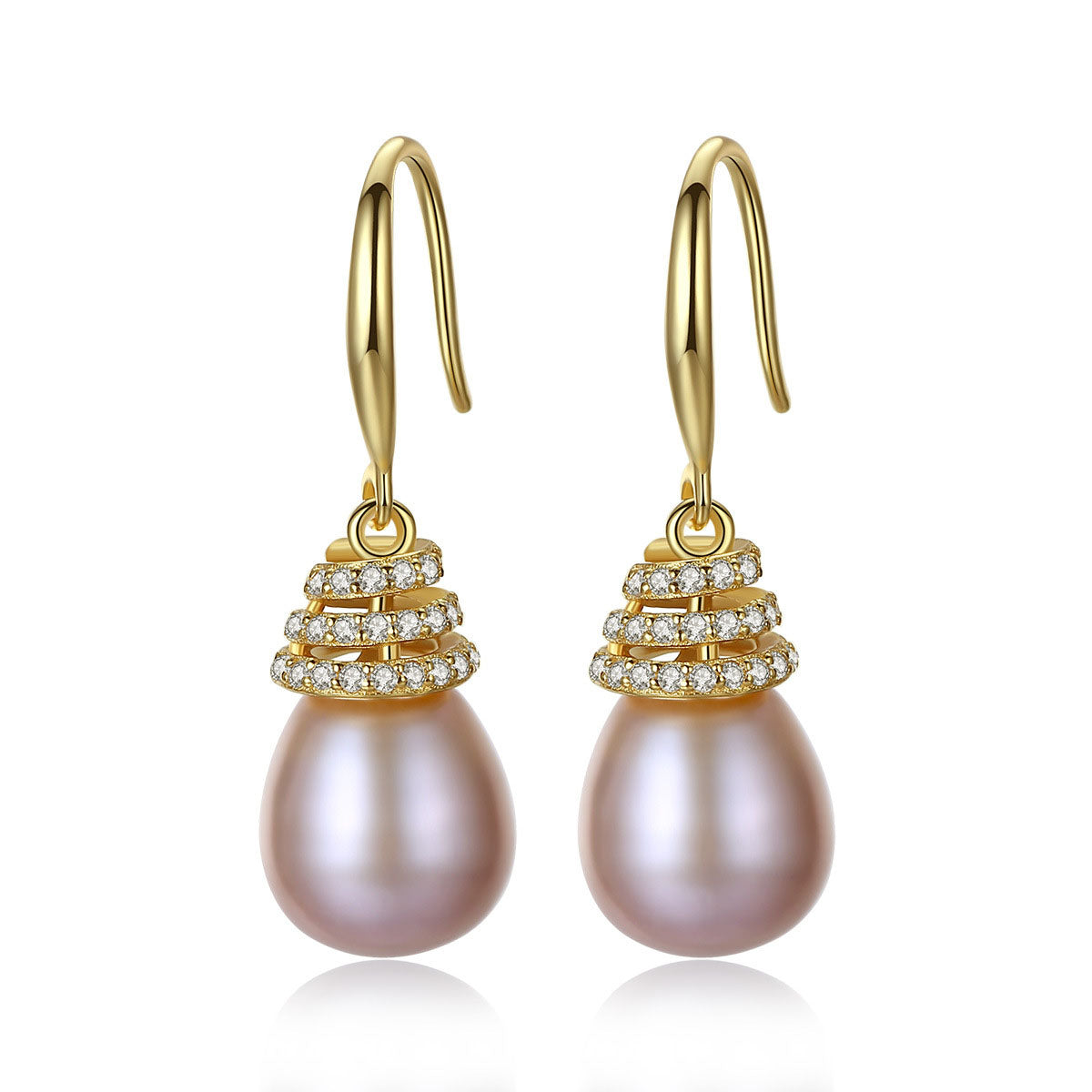 Screw CZ Waterdrop Natural Pearl 925 Silver Dangling Earrings