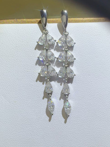 Moissanite 925 Sterling Silver Bar Earrings