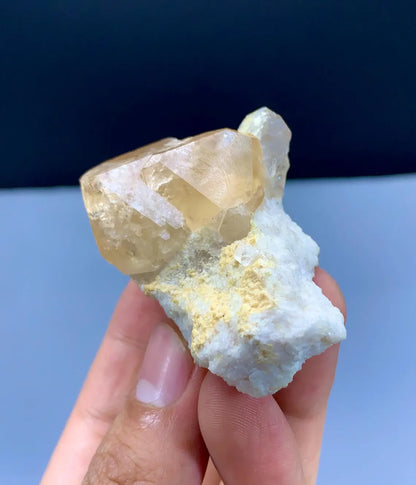 Rich Golden Color Topaz Crystals on Albite from Pakistan - 67 grams