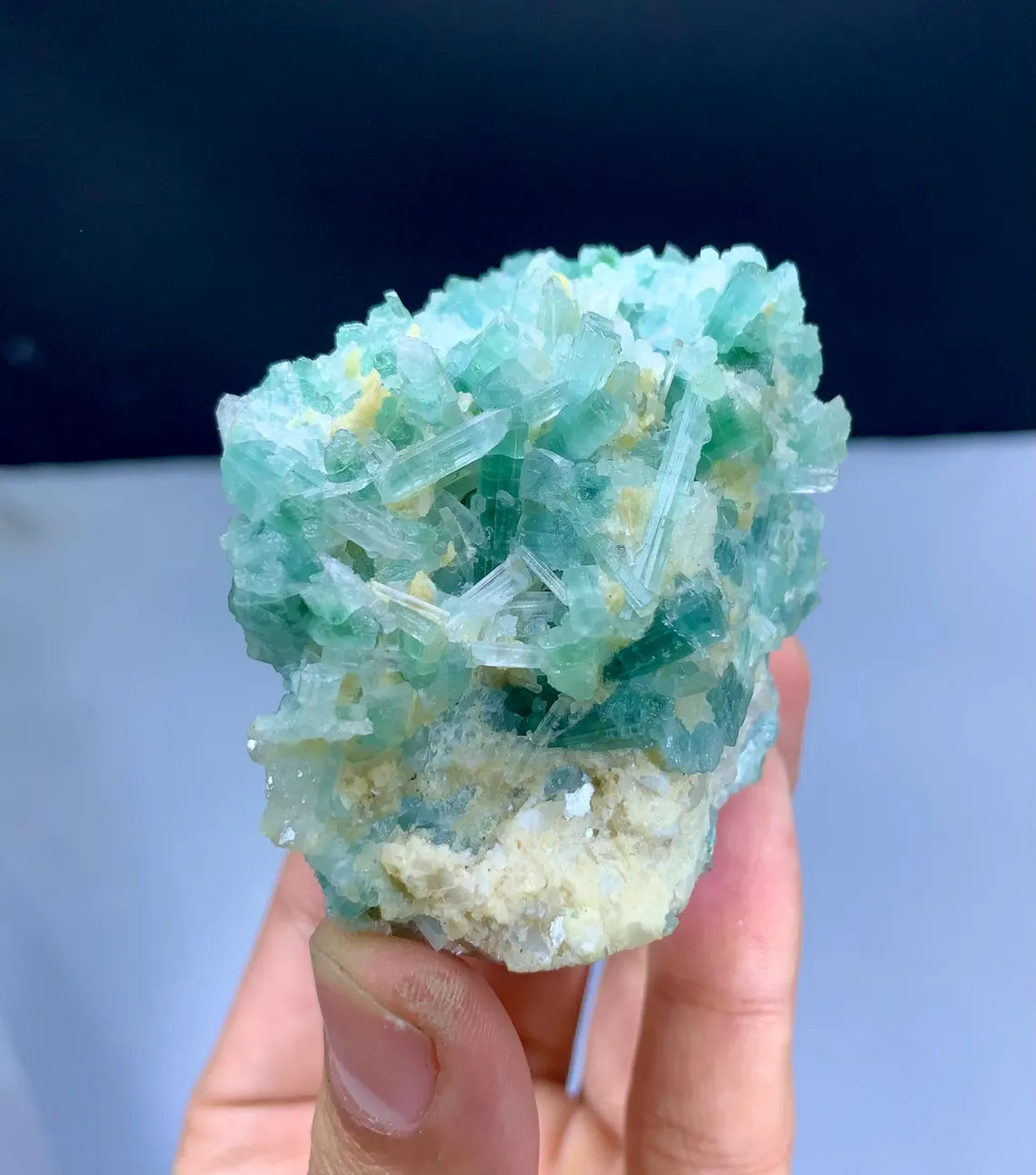 Paraiba Like Color Tourmaline Cluster on Matrix from Afghanistan - 158 grams