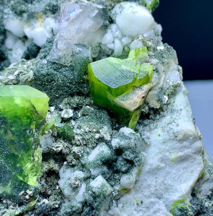 Lush Green Color Sphene Titanite with Calcite and Adularia on Matrix - 416 grams