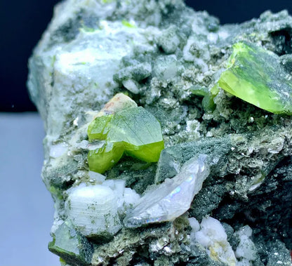 Lush Green Color Sphene Titanite with Calcite and Adularia on Matrix - 416 grams