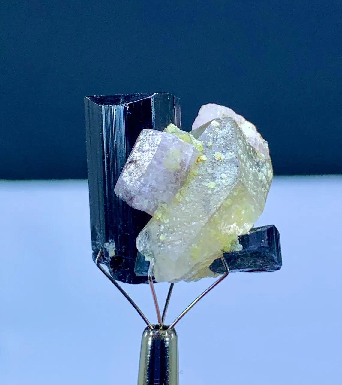 Fluorescent Apatite with Schorl Tourmaline and Quartz - 17 gram