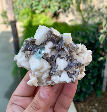 Natural Blue Aquamarine with Star Mica and Microcline Feldsapar - 187 gram